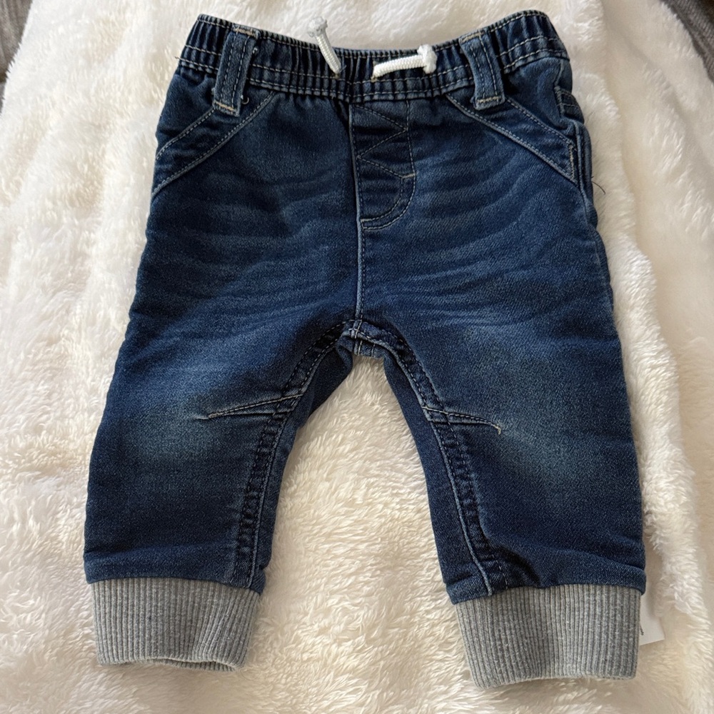 Cat & Jack Dark Blue Kids Jeans with Gray Cuffs